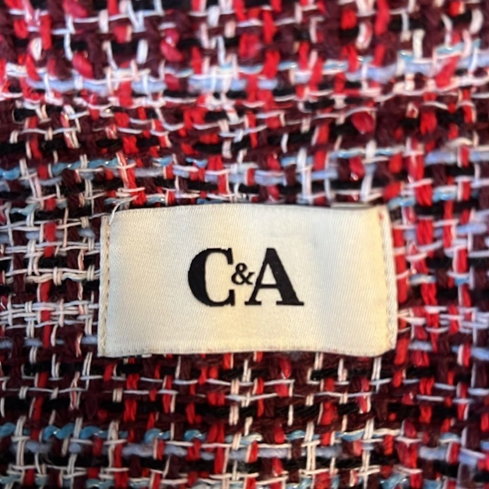 C&A Red Multicoloured Tweed European‎ Jacket Shacket Size EU 36 US M/L - Picture 13 of 16
